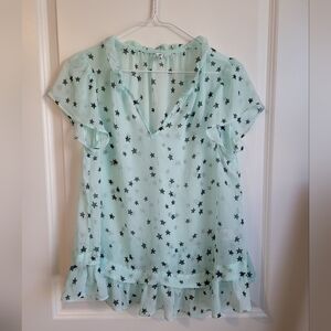 Elle Mint Sheer Star Top